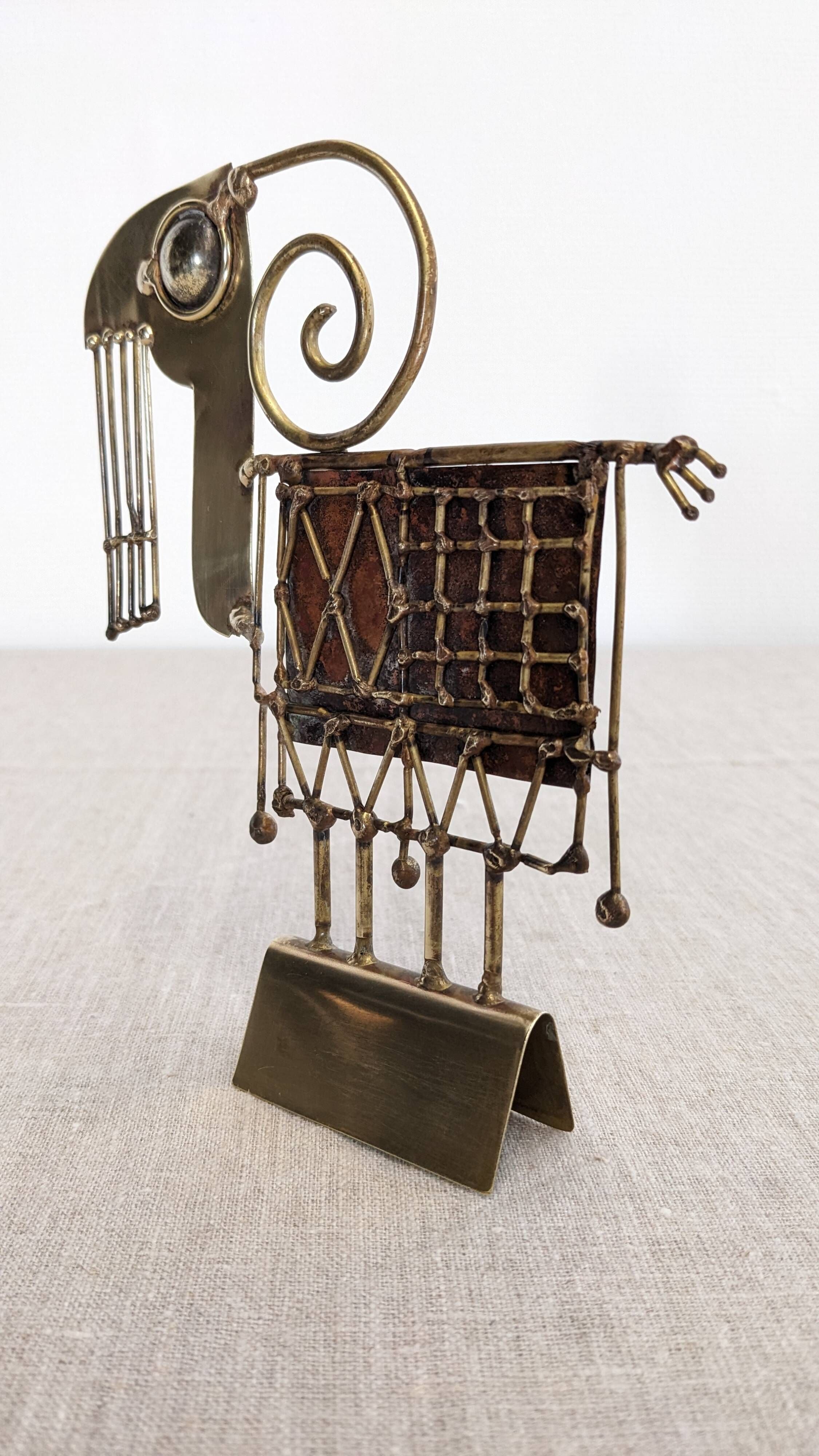 Brutalist sculpture "Goat" in welded brass and copper by Jarc circa 1970