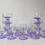 Set of 6 purple footed champagne glasses