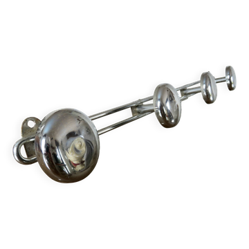 Chrome metal wall coat rack with 4 hooks, 57cm, 1970, vintage