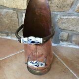 Pink hammered copper coal bucket and porcelain handles