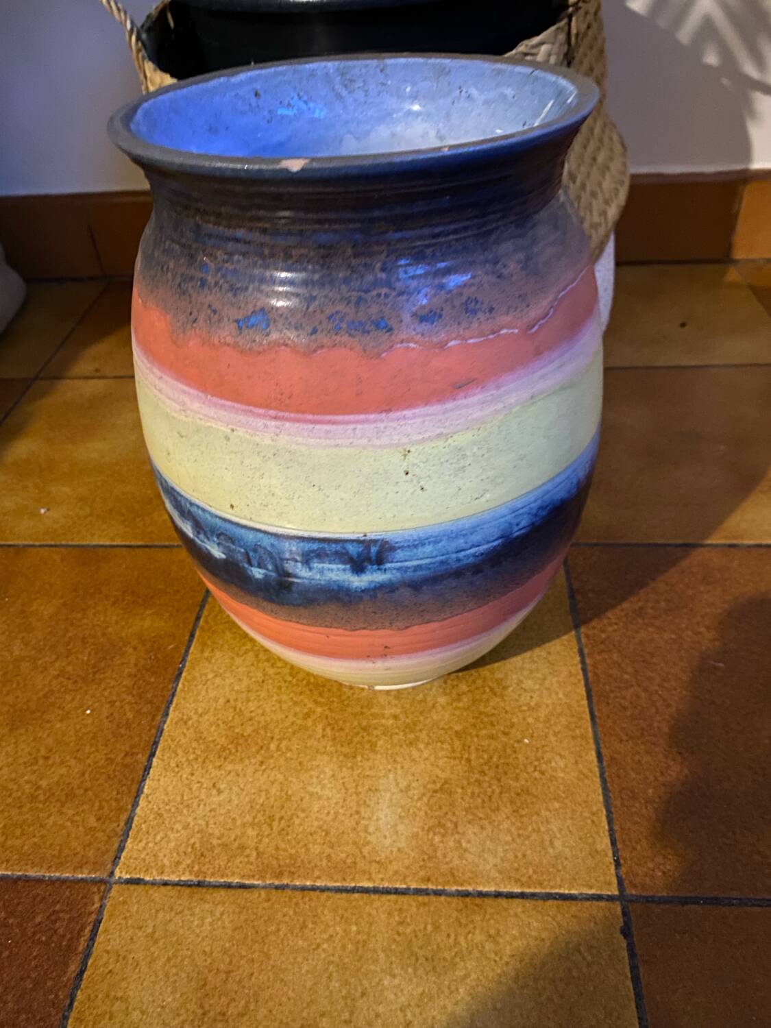 Hand-turned glazed terracotta vase