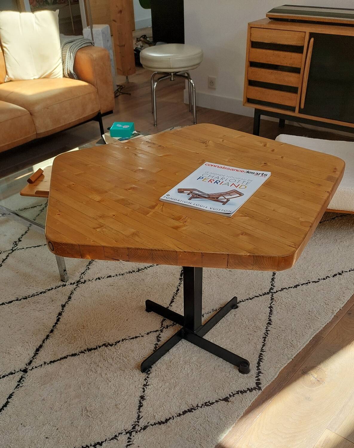Brutalist oak coffee table