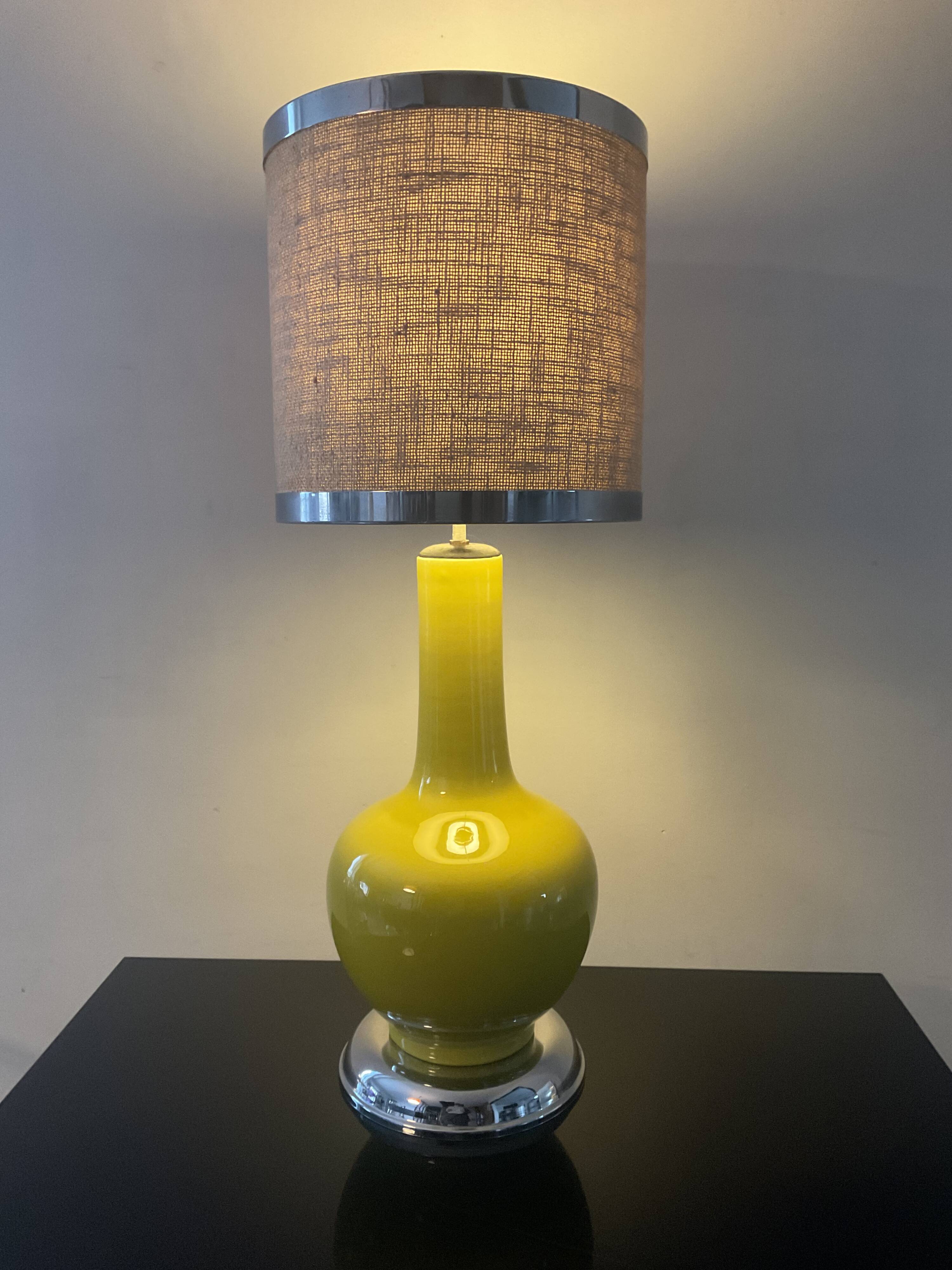 Vintage ceramic and chrome metal lamp from the 60s and 70s
