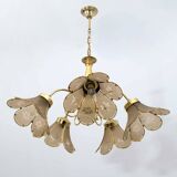 Mid-Century Modern Italian Glass and Brass Chandelier, 1960s