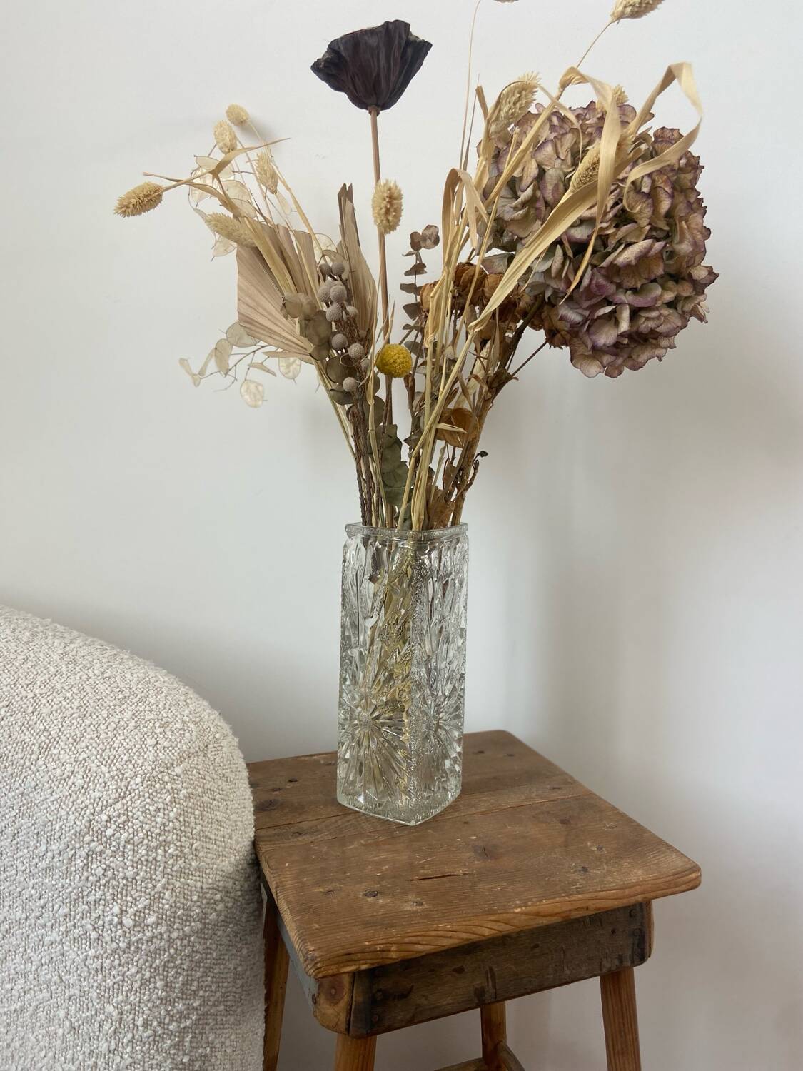 Vintage rectangular glass vase