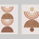 2 geometric art prints with circles and lines