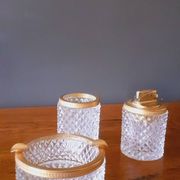 1950s Baccarat crystal and gold-plated metal smoker's kit