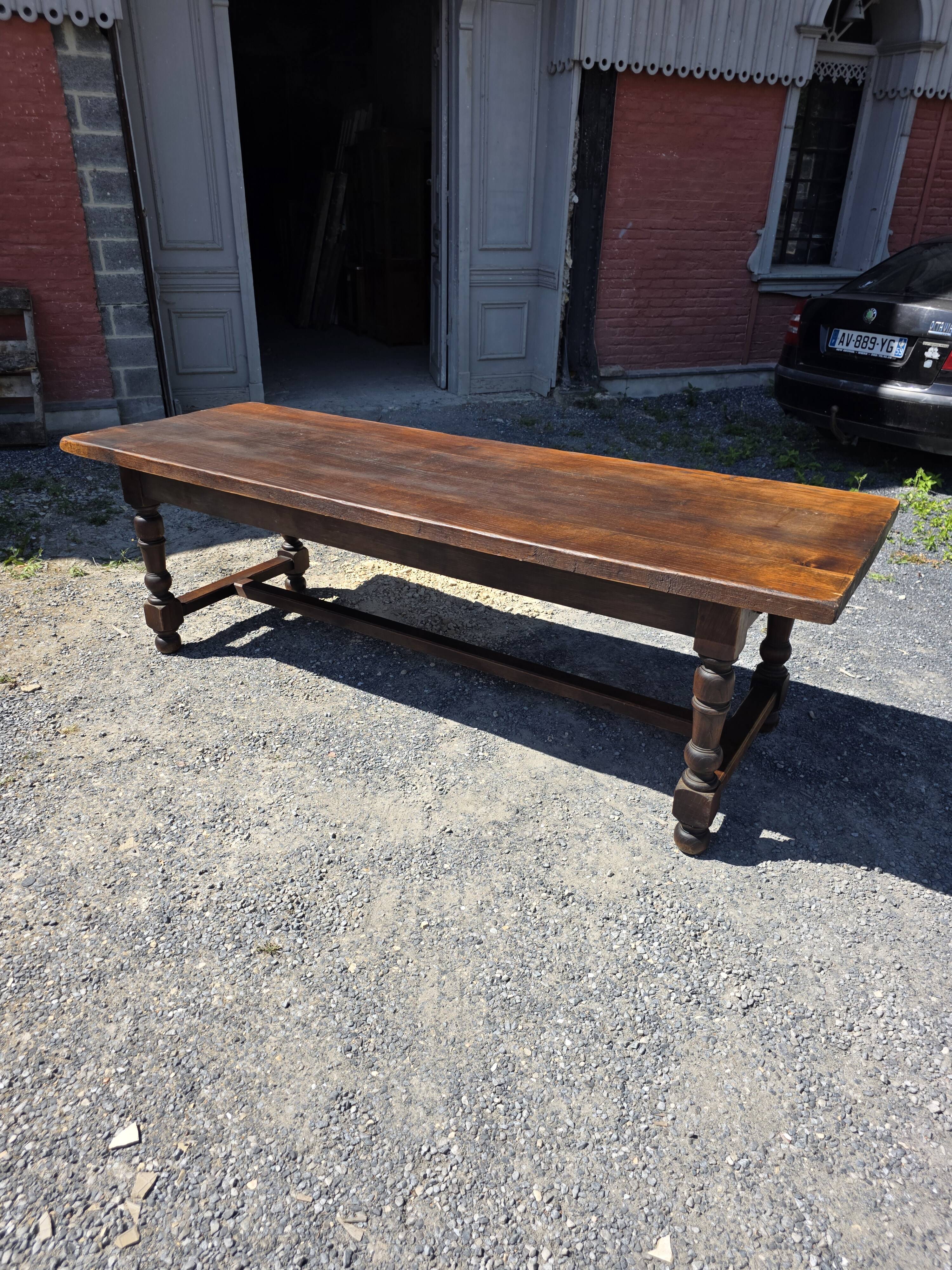 Table de ferme en chêne massif,  250 × 87cm