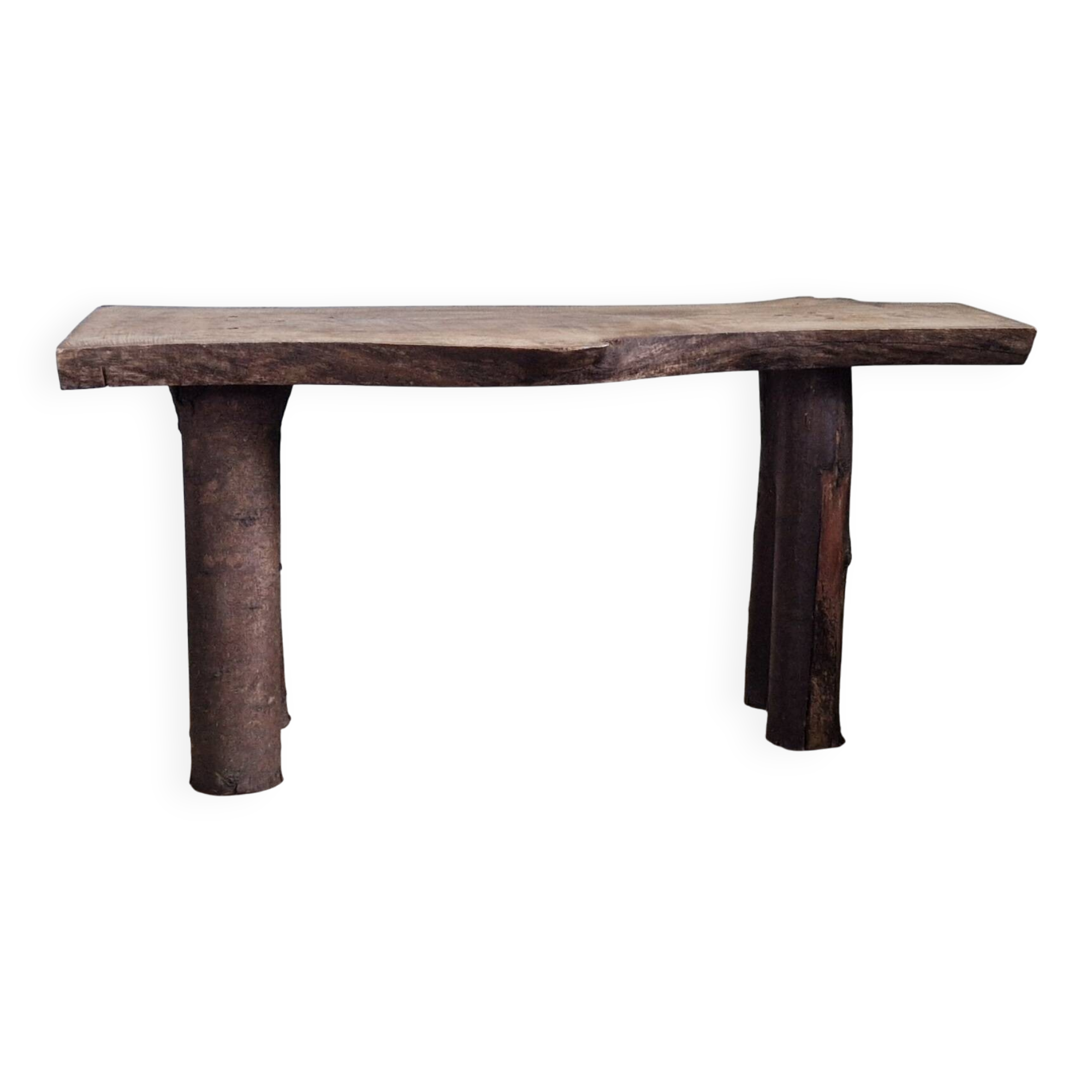 Brutalist wooden bench