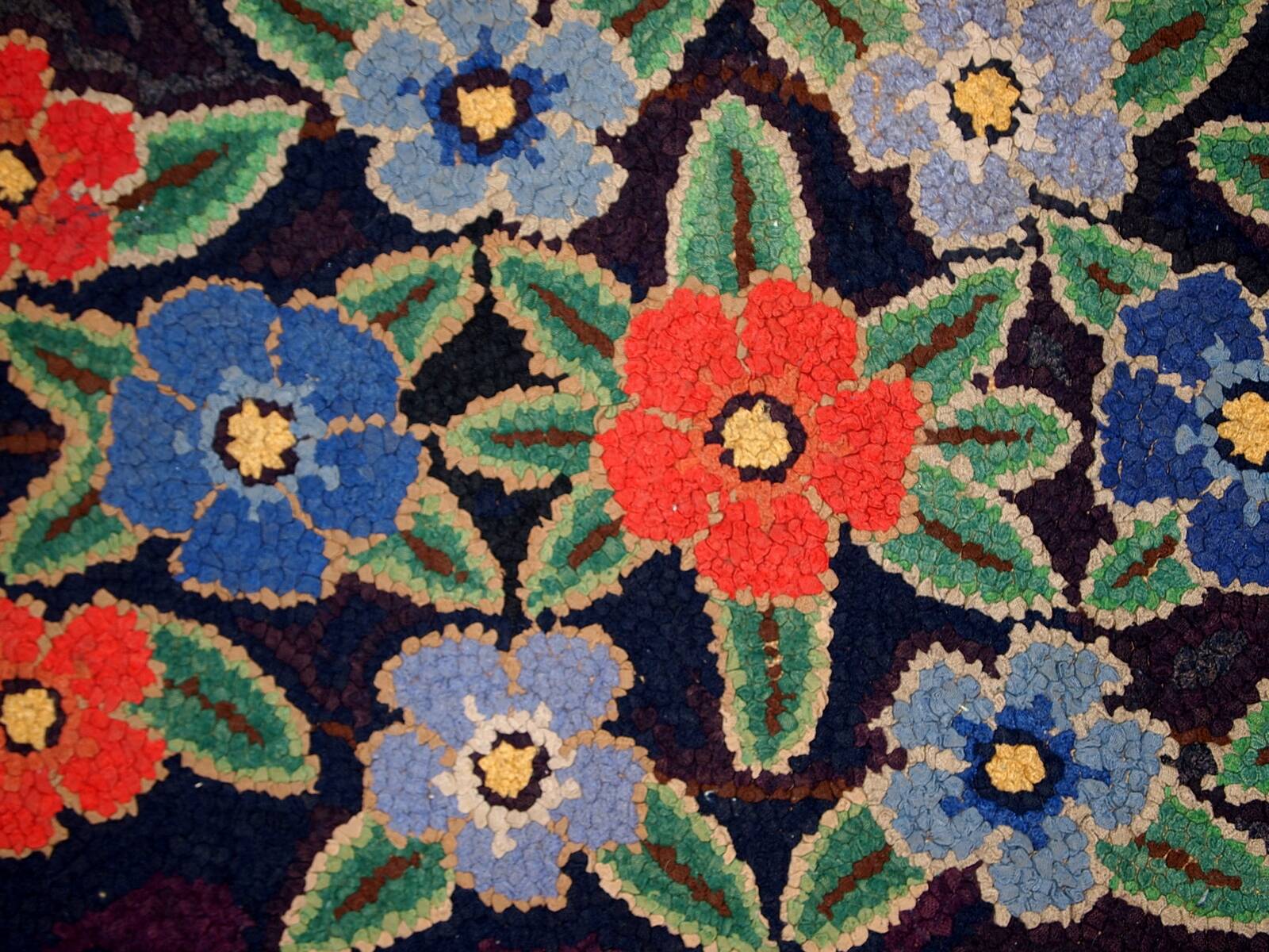 Tapis Hooked Antique Américain, Années 1920, Pièce Unique et Inachevée