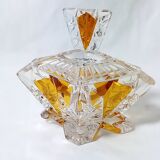 Art Deco Perfume Bottle, Pot and Tray in Transparent and Amber Glass
