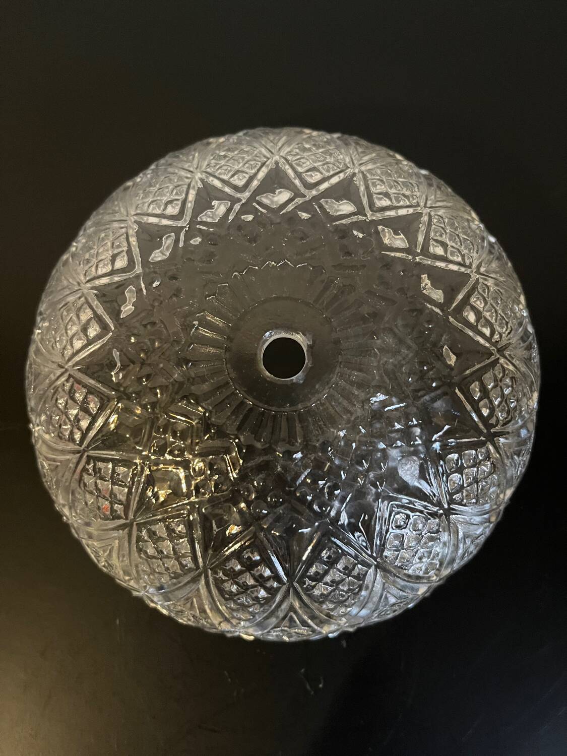 Metal and chiseled glass suspension ceiling light