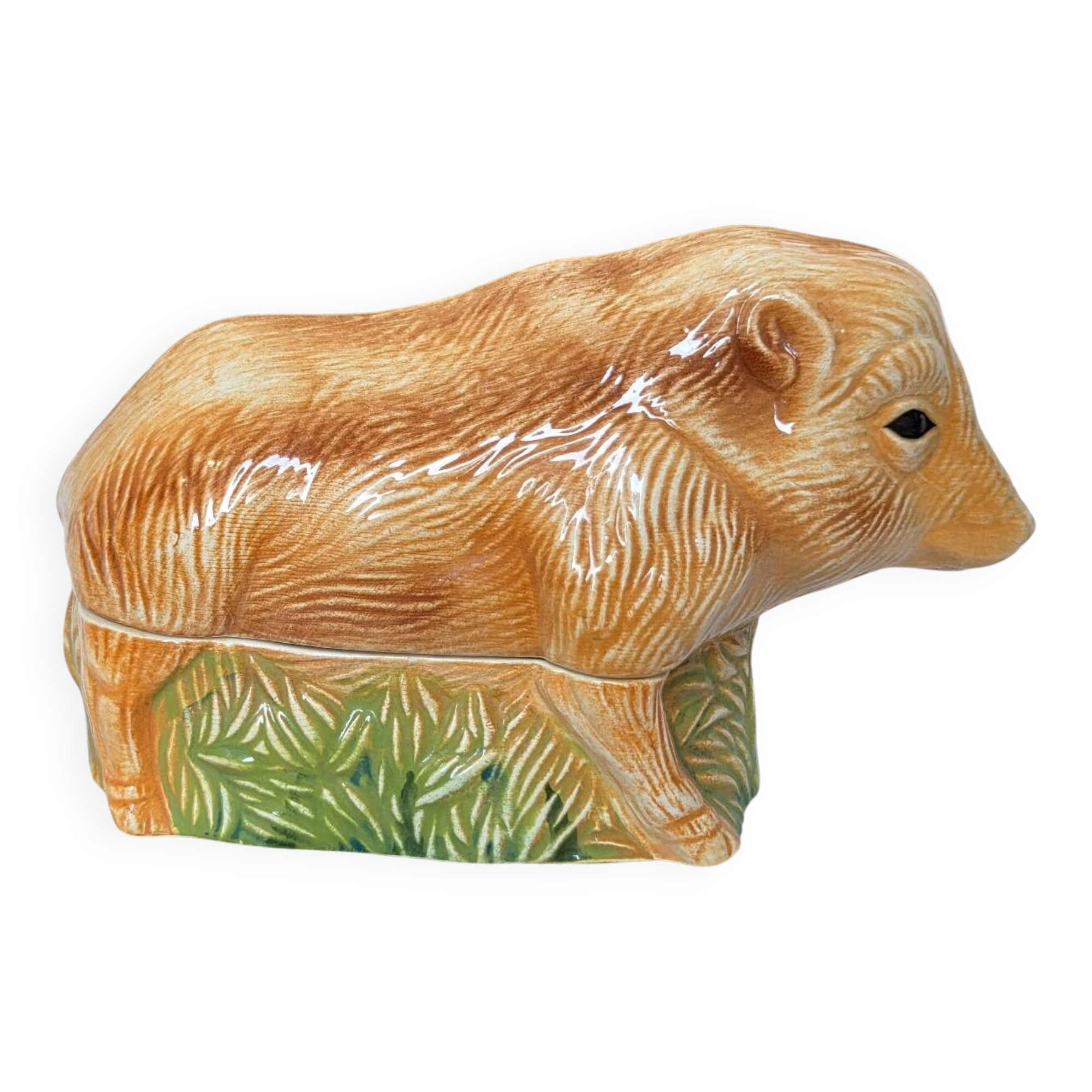 ​Terrine Sanglier Marcassin en Faïence Vintage - Signée Michel Caugant