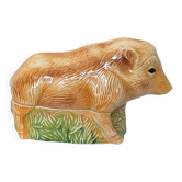 Vintage Faience Wild Boar Terrine - Signed by Michel Caugant