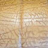 Pair of mustard skaï armchairs, brass feet