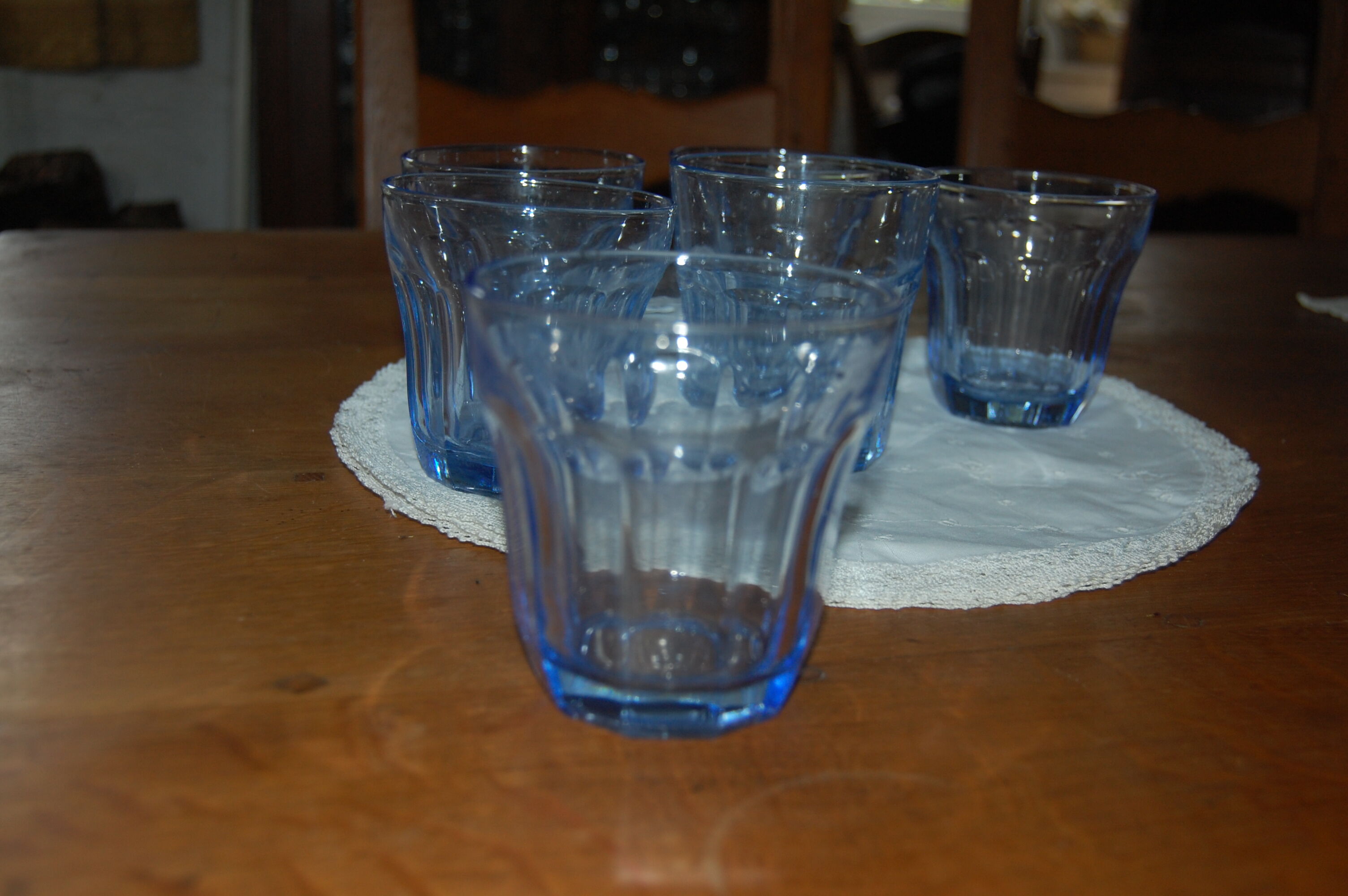 Set of 6 vintage blue glasses