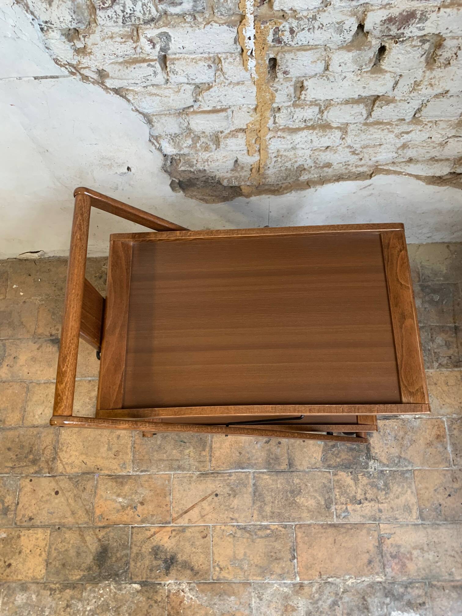 Mid-century modern folding wooden service trolley from the 1960s