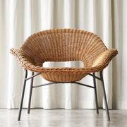 Sculptural lounge chair in rattan and metal, 1960s