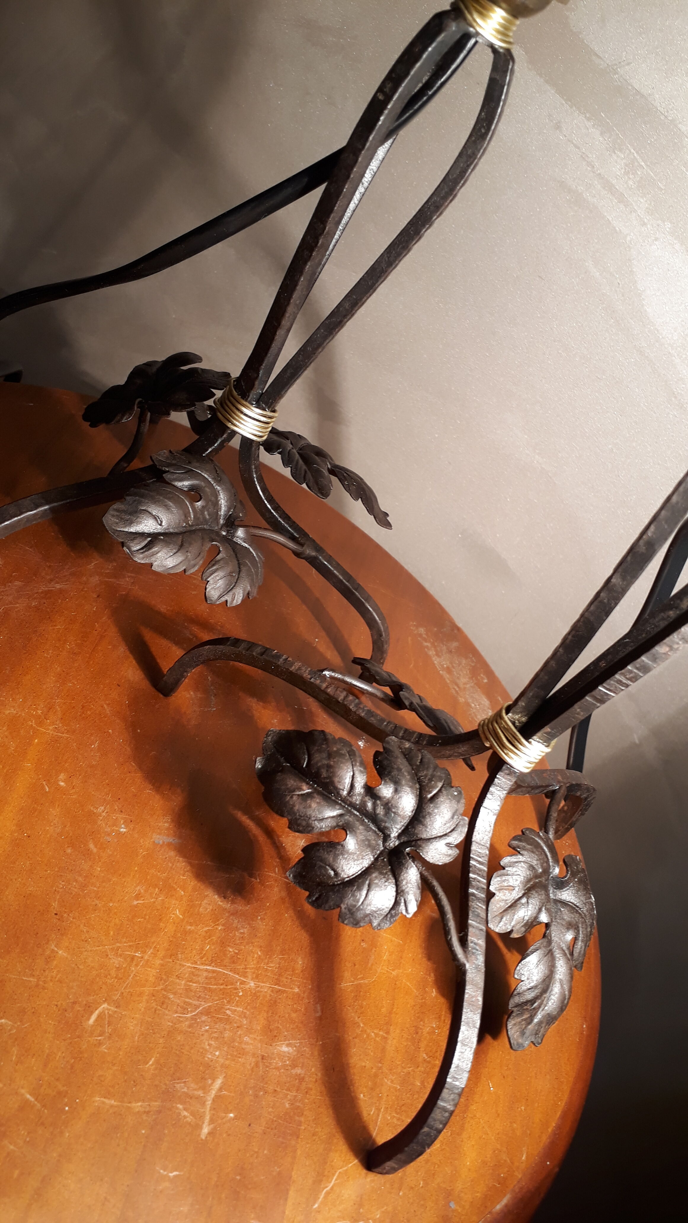 Duo de lampes fer forge et tulipe 1920/30