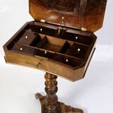 Anitque Side/Sewing Table On Column Made In Mahogany From 1890s