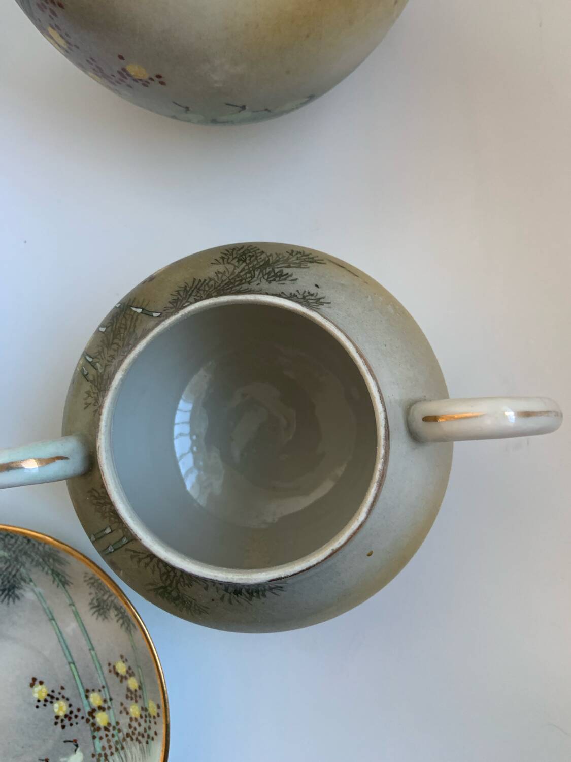 Fine porcelain tea service Japan - Decor of Cranes and Bamboo