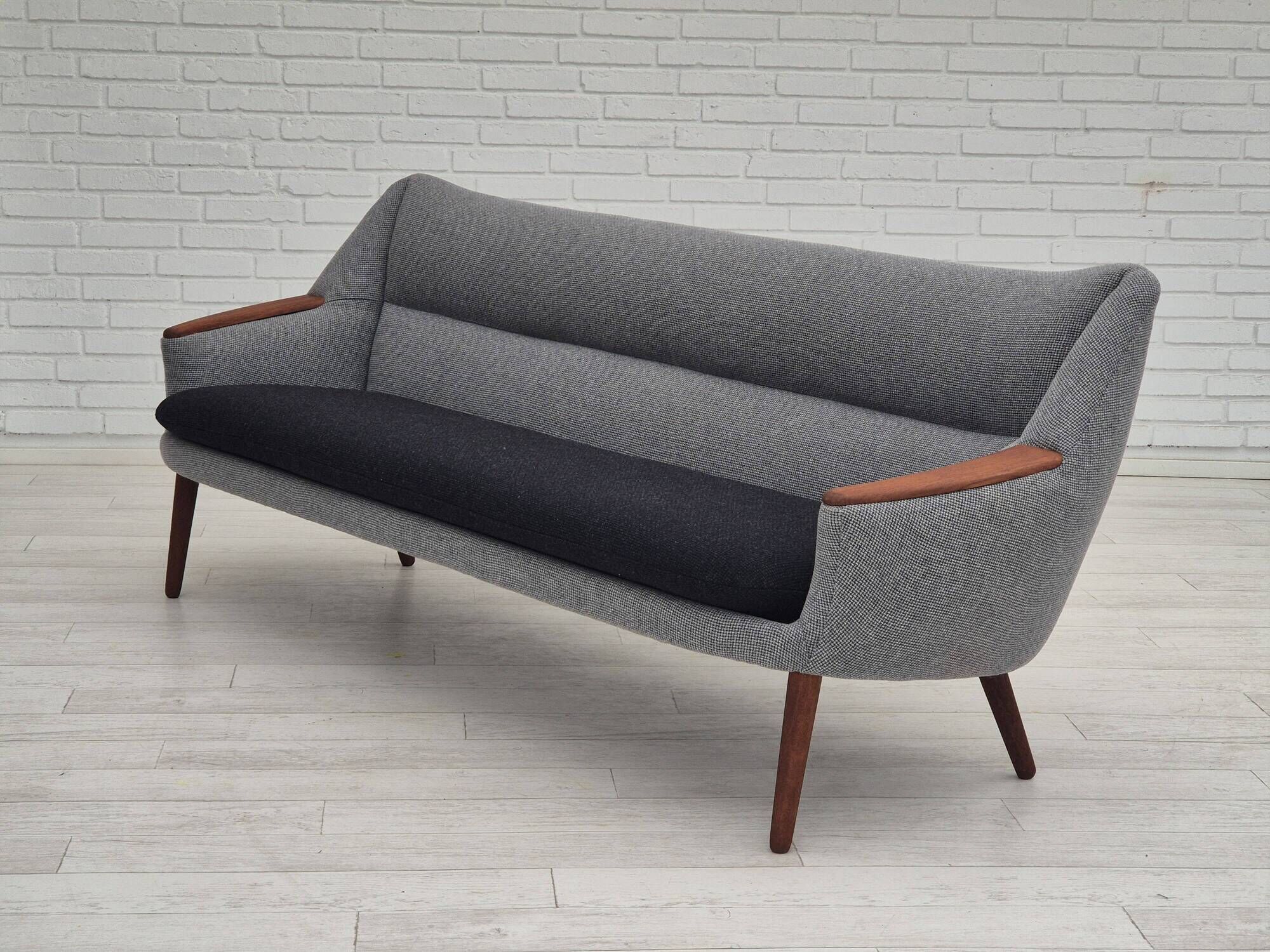 1960s, Danish sofa by Kurt Østervig model 58, completely reupholstered, furniture wool, teak wood.