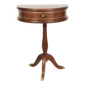 Pedestal table or small side table with drawer.
