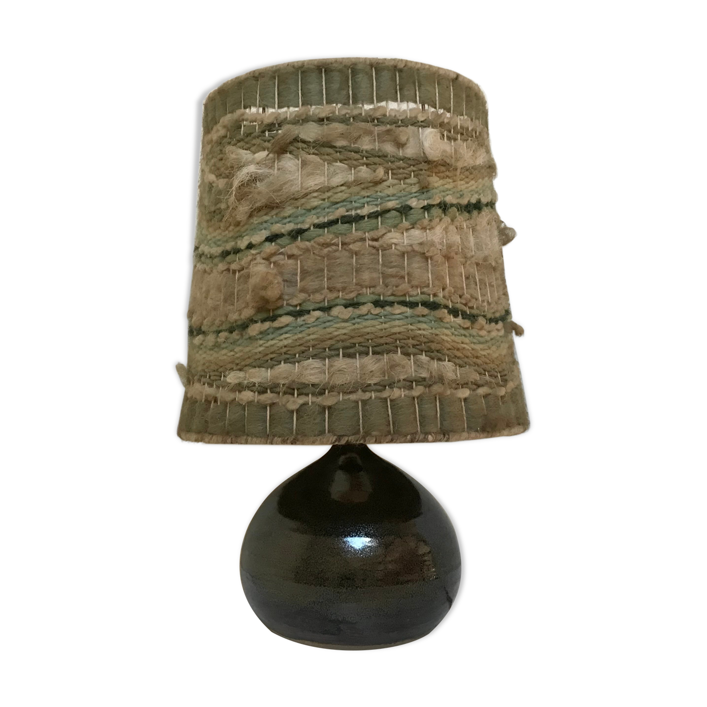 Stoneware lamp with its wool lampshade