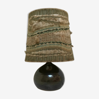 Stoneware lamp with its wool lampshade