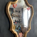 Miroir ancien en bois doré à la feuille, au mercure 19e siècle