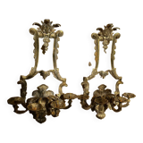 Pair of LXV style gilt bronze wall lights