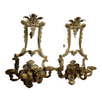 Paire d’appliques en bronze  doré  style LXV