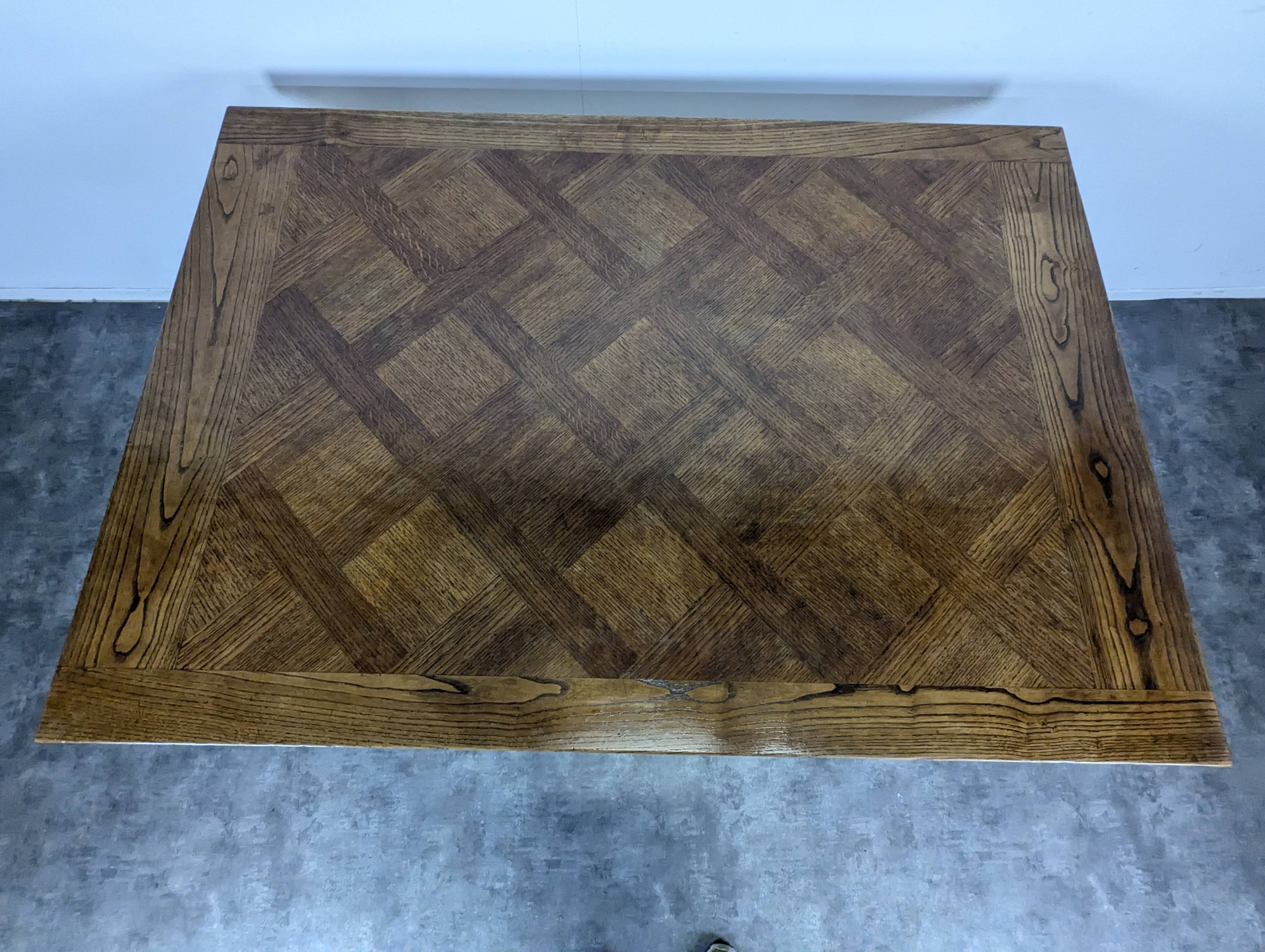 Dining table with turned oak legs.