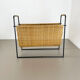 Aubock Style Mid-Century Rattan Bauhaus Magazine Holder, France, 1950s