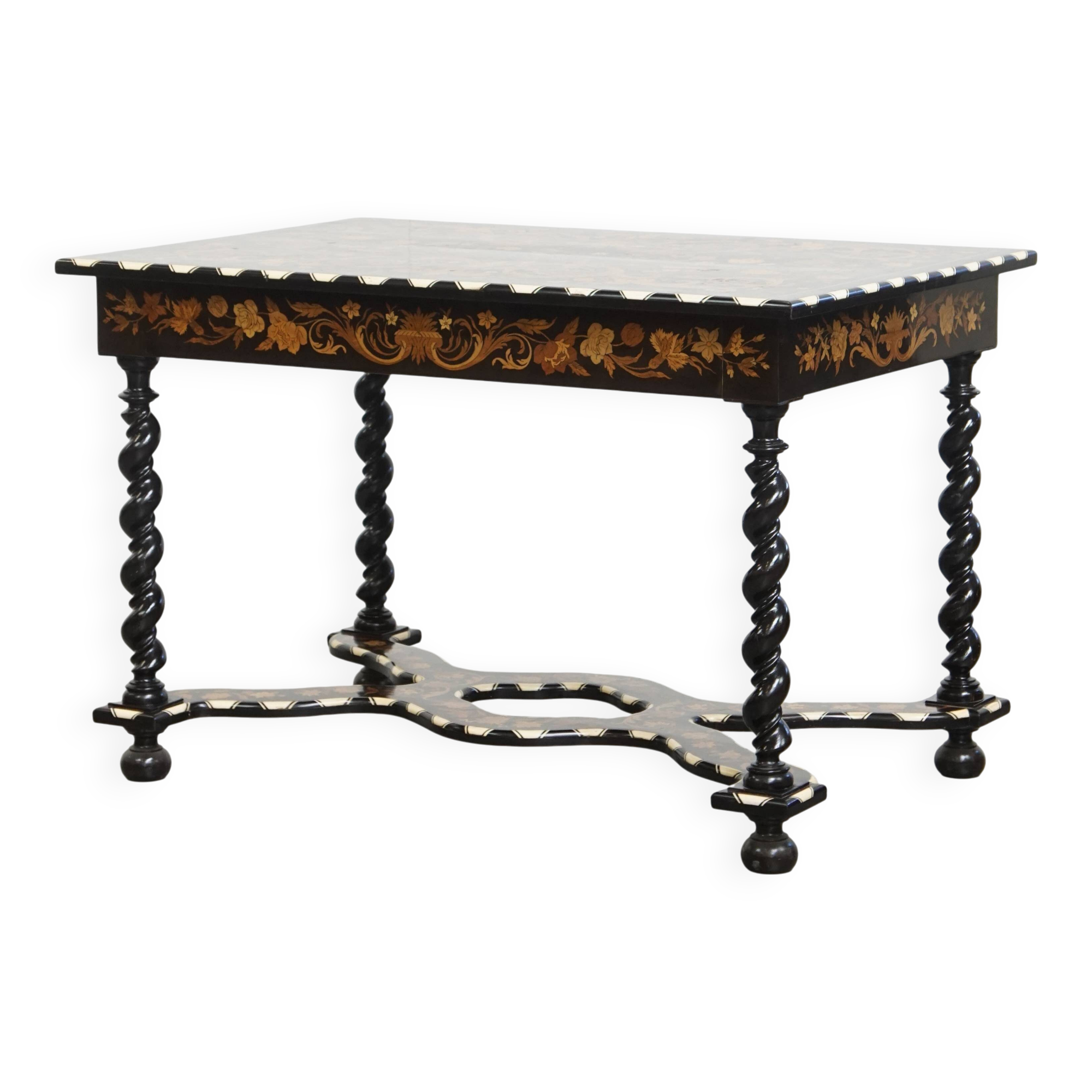 Antique 19th-Century Dutch Marquetry Table