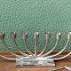 Candle holder with 9 branches in silver metal and speckled