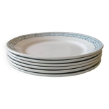Lot de 6 Assiettes Anciennes Saint-Amand en Terre de Fer – Décor Bleu