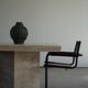 Vintage Scandinavian square dining table in white marble, 1980s.