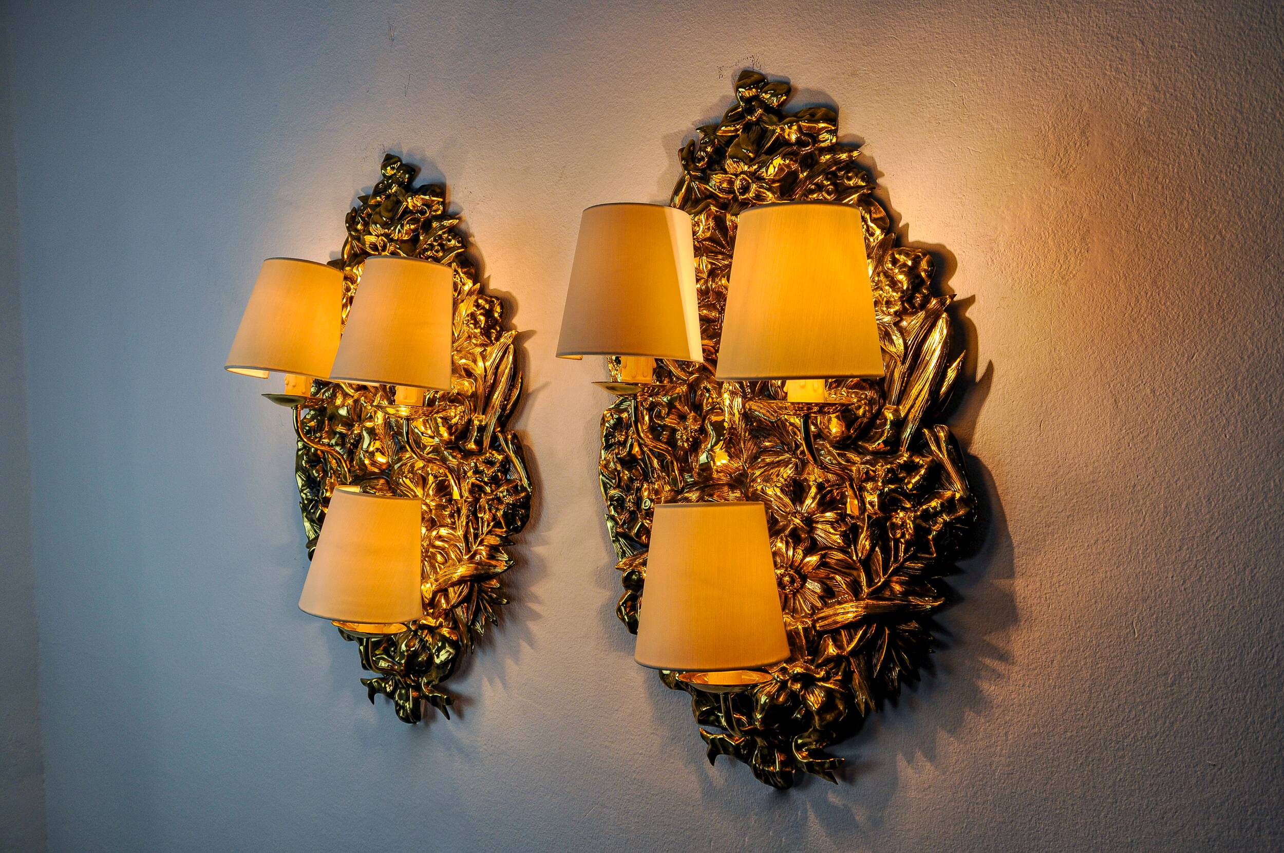 Pair of Frolaes sconces by Italo Valenti, brass Spain 197