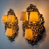 Paire d'appliques Frolaes par Italo Valenti, laiton Espagne 197