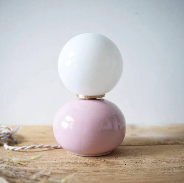 Ceramic lamp in pink and opaline