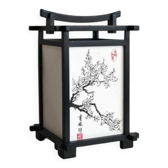 Japanese cherry blossom lamp made of wood and paper.