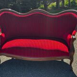 Louis XV style canapé in moulded wood – red velvet fabric – 19th century