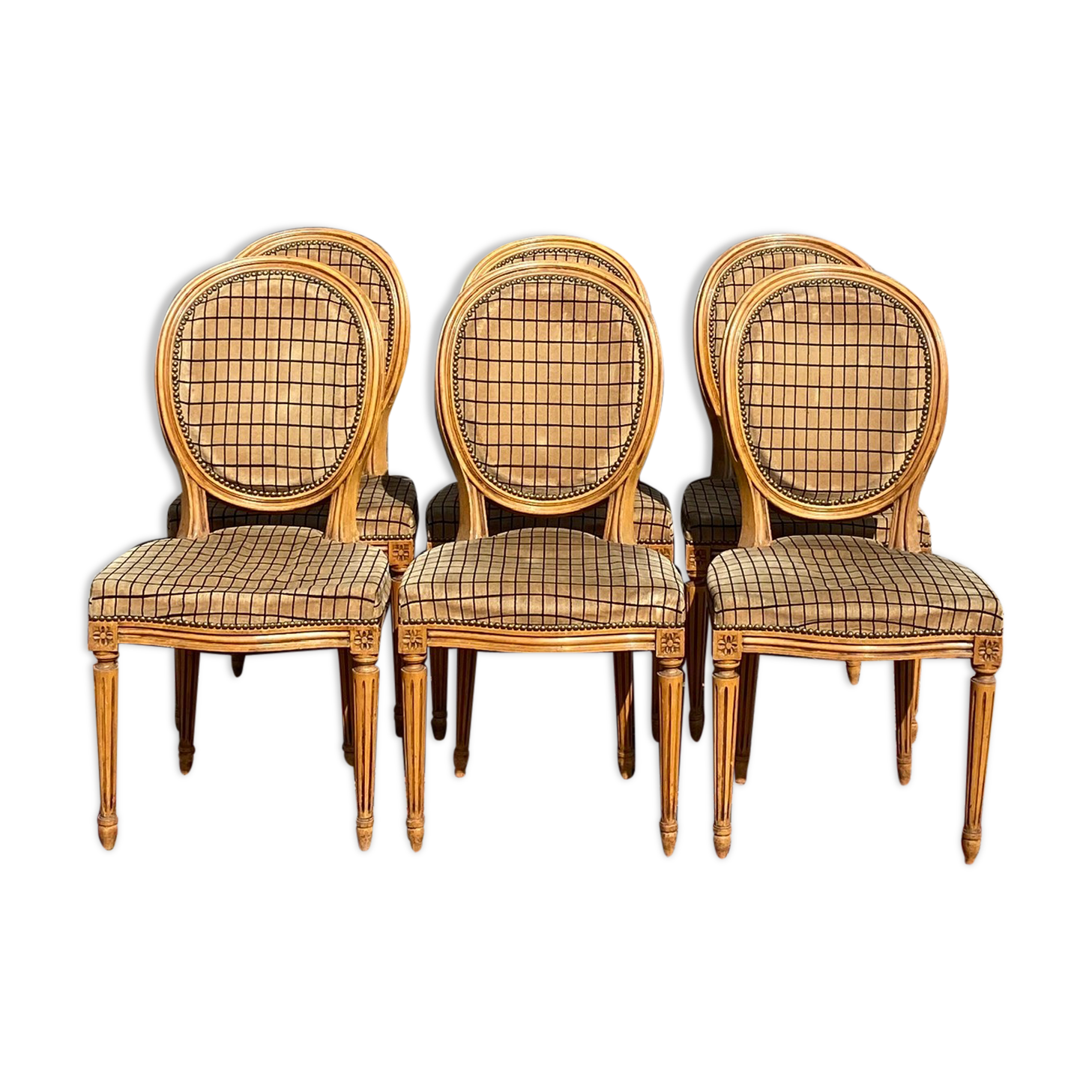 Suite of six Louis XVI-style medallion chairs