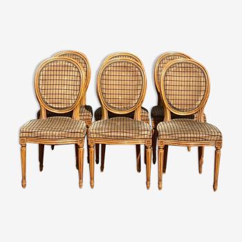 Suite of six Louis XVI-style medallion chairs