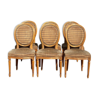 Suite of six Louis XVI-style medallion chairs