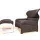 Fauteuil en cuir Saporiti Vela Alta avec pouf par Giovanni Offredi