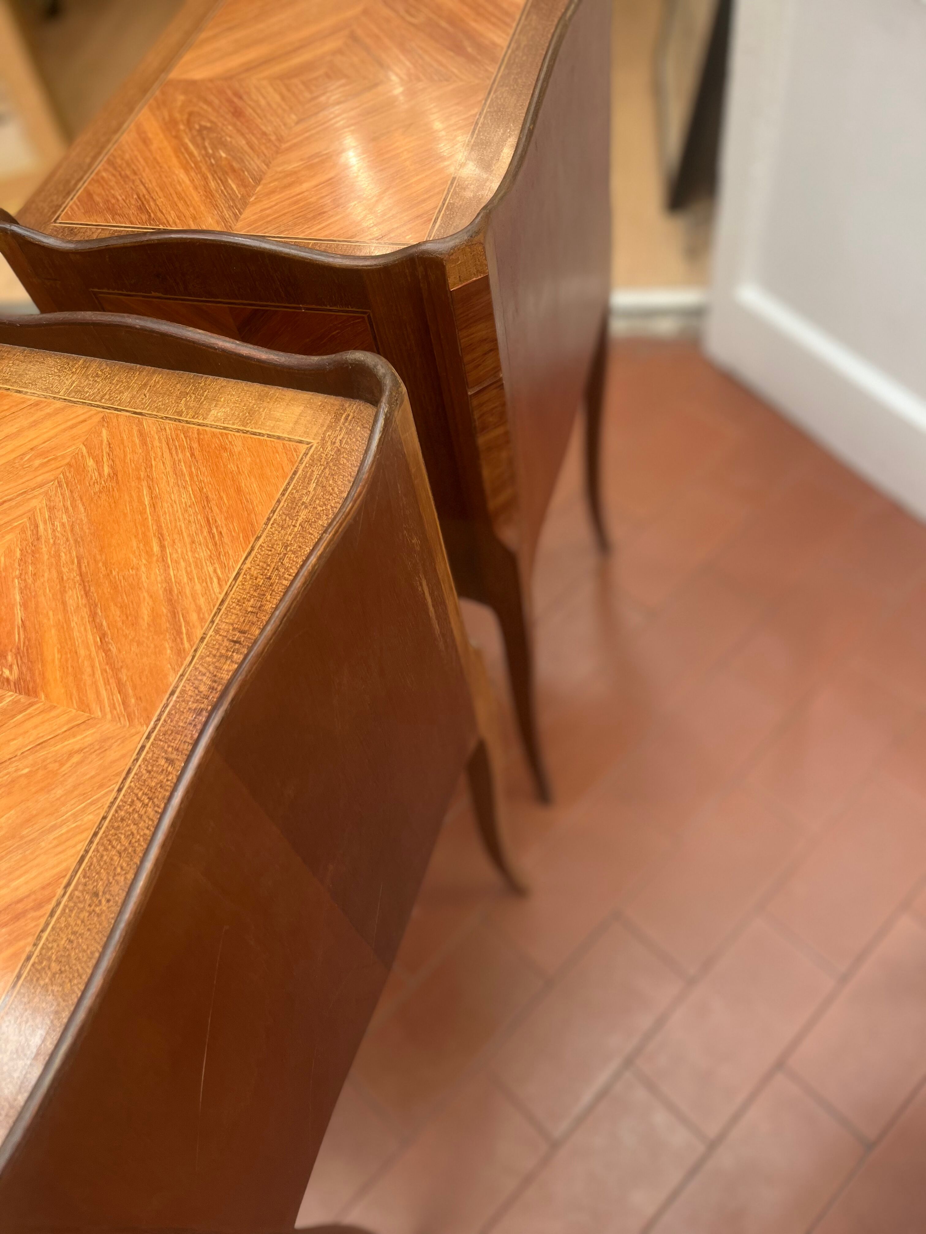 Pair of bedside in marquetry style louis XV
