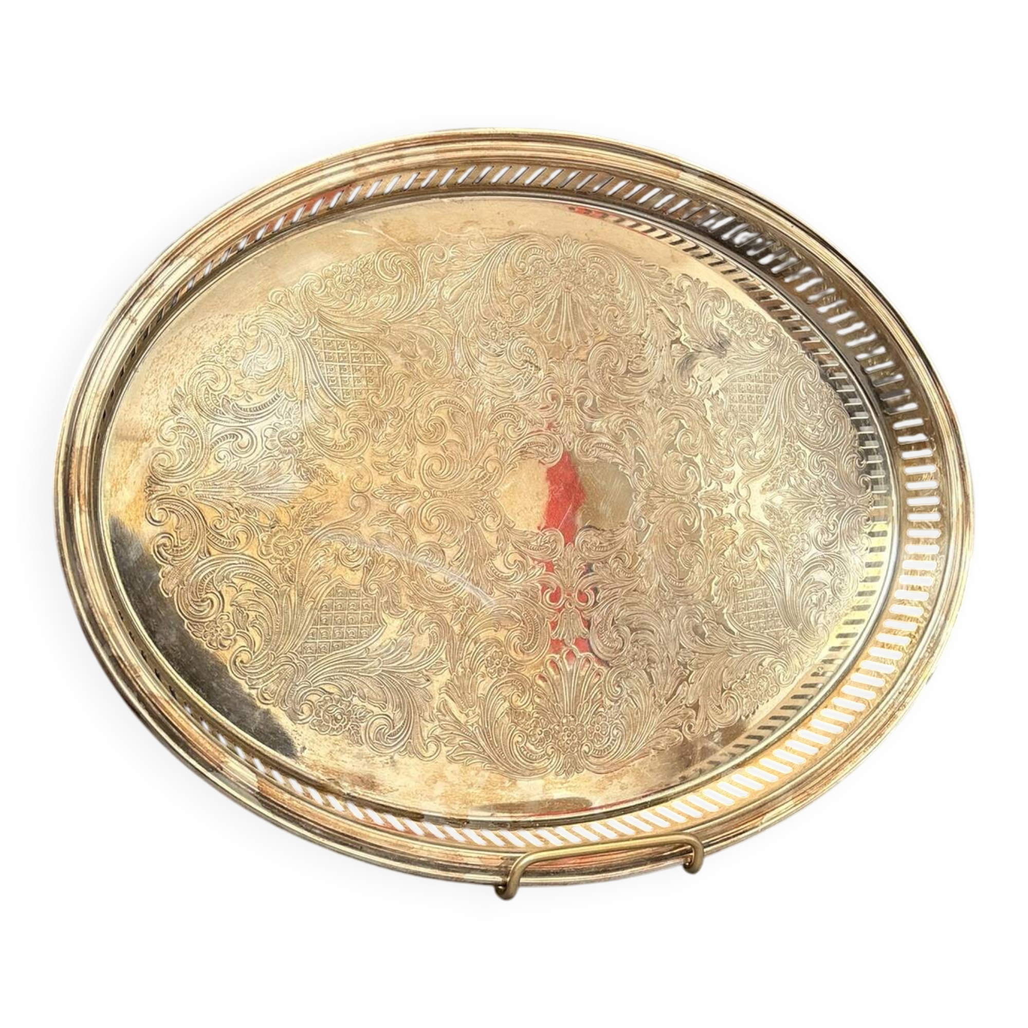 Antique Silver-Plated Metal Tray Rocaille Rococo Louis XV