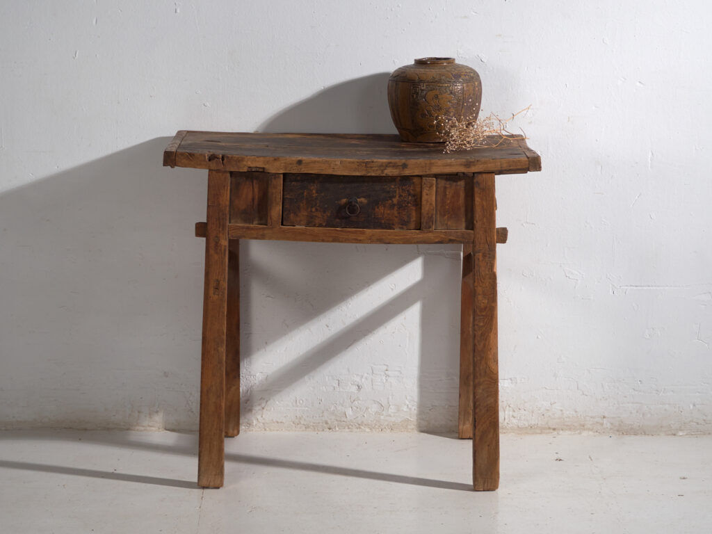 Antique solid wood table – Chinese side table with drawer – circa 1900